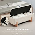 Miniatyrbillede 5 af 10: Bænk med opbevaringsplads, polstret bænk med hørlook, træben, sengebænk med sikkerhedshængsler til stue, soveværelse, entre