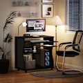 Miniatyrbild 10 av 10: Datorskrivbord med hjul Kontorsbord med tangentbordshylla? Hylla, PC bord svart 80 x 48 x 75 cm