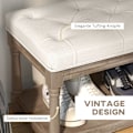 Miniatyrbillede 5 af 10: Skobænk Sæde Skostativ Opbevaringsplads Polstret Linnedlook Træben Stue Gang Creme 115X40X48Cm