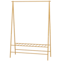 Miniatyrbillede 1 af 10: Bambus knagerække, tøjstativ med hylder og kroge, tøjstativ med bøjlestang, til entre, stue, soveværelse, 116 x 43,5 x 160 cm, naturtræ