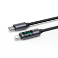 Pikkukuva 9 / 9: Kaapeli iPhonelle LED Lightning -näytöllä - USB-C 2.4A 1.2m musta
