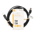 Pikkukuva 3 / 3: USB kaapeli | USB 2.0 | USB-A Uros | USB-B Uros | 480 Mbps | Niklattu | 3.00 m | Pyöreä | PVC | Musta | Label