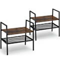 Miniatyrbillede 3 af 5: 2-lags stabelbart skostativ lavet af træ og metal 54 x 32 x 52 cm brun + sort