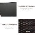 Miniatyrbillede 6 af 10: Spisebord Havebord Glasbord Polyrattan + Sikkerhedsglas Brun + Sort 150X85X74Cm
