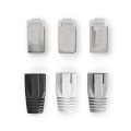 Miniatyrbillede 3 af 6: RJ45-stik | RJ45 Pass Through | Fast/strenget FTP CAT6a | Lige | Guldplateret | 10 stk. | PVC | Grå / Hvid / Sort | Box