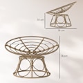 Miniatyrbillede 4 af 10: Papasan stol rattan 360° roterende kurvestol med sædehynde diameter 120 cm rund udendørs rattan stol drejestol lounge stol hvilestol til stue have bal