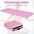 Miniatyrbillede 2 af 5: Sammenfoldelig blød gulvmåtte med 2 håndtag skridsikker gymnastikmåtte 180 x 60 x 5 cm pink