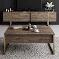 Miniatyrbild 2 av 9: Vardagsrumsmöbler Set Luxe Set - Valnöt, Guld