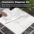 Miniatyrbillede 3 af 4: Sofabord i marmorlook rektangulært sofabord med metalstel 70 x 70 x 40 cm hvid