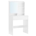 Miniatyrbillede 1 af 7: Minimalistisk hvidt toiletbord med spejl og opbevaring