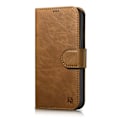 Miniatyrbillede 2 af 9: 2-i-1 læder Flip Cover iPhone 14 Anti-RFID olievoks pung etui lysebrun
