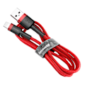 Pikkukuva 1 / 9: Kestävä joustava kaapeli USB-kaapeli Iphone Lightning QC3.0 1.5A 2M punainen