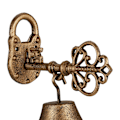 Miniatyrbild 7 av 7: Dörrklocka i gjutjärn "Key" i guld