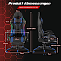 Miniatyrbillede 2 af 5: Gamingstol med RGB LED-lys og udtrækkelig fodstøtte Ergonomisk kontorstol Blå