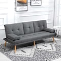 Pikkukuva 3 / 10: Vuodesohva 3-Istuttava Vuodesohva Kokoontaitetulla Pöydällä, Mukiteline, Scandi Design, Tummanharmaa, 250Kg Asti