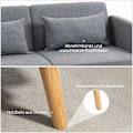 Miniatyrbillede 8 af 10: 3-personers sofa med sovefunktion, 170x83x80cm, med 3-trins justerbart ryglæn og fødder, bølgefjedre, pudepuder, hørlook, grå