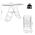Miniatyrbillede 4 af 10: Tøj Airer Foldbar Bærbar Vingetørrer Teleskopstænger Rustfrit Stål Plast Sølv + Hvid 146X60.5X98Cm