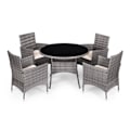 Miniatyrbild 2 av 9: Trädgårdsmöbelset med rottingliknande finish – 4 stolar + Round Table MultiGarden