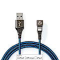 Pikkukuva 1 / 9: USB kaapeli | USB 2.0 | Apple Lightning 8-Pin | USB-A Uros | 12 W | 480 Mbps | Niklattu | 1.00 m | Pyöreä | Nailon / Punottu | Musta / Sininen | Laati