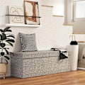 Miniatyrbillede 3 af 10: Bænk med opbevaringsplads, foldbar polstret bænk med separate beholdere, sengebænk med linnedlook, sædekiste til entre, soveværelse, stue, 110 x 38 x