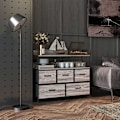 Miniatyrbild 3 av 10: Byrå med 5 lådor Tygförvaringsskåp Byrå med 2 hyllor Stålram Modern Design för Vardagsrum Sovrum Grå Aosom