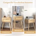 Miniatyrbillede 3 af 5: Sengebord med skuffe sidebord med rattan design 40 x 40 x 55 cm eg