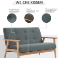 Pikkukuva 5 / 10: Double Sofa Verhoilu Loveseat, Kompakti Muotoilu, Kaksi Istuttava, Kangas Sohva, 2 Istuttava, Pellava & Kumipuu, Harmaa, 115X66,5X73Cm
