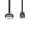 Pikkukuva 2 / 3: USB kaapeli | USB 2.0 | USB-A Uros | USB-B Uros | 480 Mbps | Niklattu | 3.00 m | Pyöreä | PVC | Musta | Label