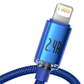 Pikkukuva 2 / 9: iPhone-kaapeli nopeaan lataukseen ja tiedonsiirtoon USB - Lightning 2.4A 2m sininen