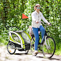 Miniatyrbild 2 av 10: Barnvagn Barnvagn Cykelvagn För 2 Barn Med Regnskydd Andas Grön + Svart 155 X 88 X 108 Cm