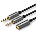 Miniatyrbild 1 av 9: AUX splitteradapter 3,5 mm minijack för mikrofon och hörlurar svart