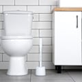 Miniatyrbillede 7 af 11: Silikone toiletbørste med stativ og væskedispenser hvid 40 cm