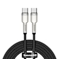 Miniatyrbillede 1 af 9: USB-C - USB-C kabel Cafule Metal Data Power Delivery 100W 2m - sort