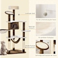 Pikkukuva 6 / 10: Raapimistolppa Xxl Cat Cave & Hammock -Monitasolla Cat Tree -Monitoimikeskuksella, Pehmo, Ruskea, 213X91X122Cm