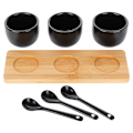 Miniatyrbillede 6 af 8: Snackskåle med skeer, keramik, sort, 90 ml, 7 stk.