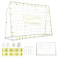 Miniatyrbillede 2 af 5: 2 i 1 fodboldmål & rebounder fodboldmål 187 x 60 x 102-122,5 cm børnefodboldmålsæt højdejusterbar hvid