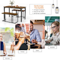 Miniatyrbillede 4 af 5: Spisebord med bænk &amp; 2 taburetter sæt af 4 køkkenbord industriel spisegruppe til køkken 120 x 60 x 75 cm brun