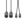 Miniatyrbillede 2 af 3: Balanceret Audio kabel | 2x XLR 3-Pin Hanstik | 2x RCA Hanstik | Nikkelplateret | 3.00 m | Runde | PVC | Mørkegrå | Kartonhylster