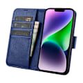 Miniatyrbillede 1 af 9: 2-i-1 læder Flip Cover iPhone 14 Anti-RFID pung etui Blå