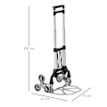 Miniatyrbillede 2 af 10: Trappeklatrer Sæk Lastbil Sammenfoldelig, 6-Rullesystem, Fast Reb, Op Til 70 Kg, Aluminium, Sølv, 70 Kg Lastkapacitet