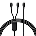 Miniatyrbillede 1 af 9: Kabel hurtigopladningskabel Flash Series 2in1 USB-C 2xUSB-C 100W 1,5m sort