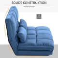 Miniatyrbillede 8 af 10: Gulvstol 2-I-1 Gulvstol Sammenklappelig Sengeryglæn 3 Positioner Justerbar Sædehynde Fløjl Stålblå 102X73X60Cm