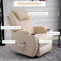 Miniatyrbillede 9 af 10: Elektrisk Afslapningsstol Tv-Stol Massagestol Massagefunktion Liggefunktion Imiteret Læder Træ Metalskum Beige 82 X 97 X 110 Cm