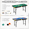 Pikkukuva 8 / 10: Multigame Pelipöytä 2-In-1 Monitoimipöytä Pöytätennis Biljardi Tarvikkeet Lapset Teinit Aikuiset Teräs 140X63X60-80Cm Vihreä