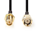 Miniatyrbillede 2 af 3: Antennekabel | RP SMA Han | RP SMA Hun | Guldplateret | 50 Ohm | Enkelt afskærmet | 1.00 m | Runde | PVC | Sort | Label