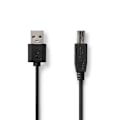 Pikkukuva 1 / 3: USB kaapeli | USB 2.0 | USB-A Uros | USB-B Uros | 480 Mbps | Niklattu | 2.00 m | Pyöreä | PVC | Musta | Label