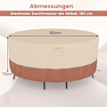 Miniatyrbild 2 av 5: Ø 183 cm Runt utemöbler överdrag med ventilationsspringor & spännen & snören beige