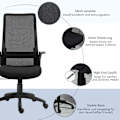 Pikkukuva 9 / 10: Työtuoli Pyörivä Tuoli Työtuoli Korkeussäädettävä Ergonominen 360° Kääntyvät Pyörät Toimistovaahto Nylon Musta