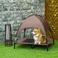 Miniatyrbillede 2 af 10: Forhøjet Hundeseng Udendørs Baldakin Åndbar Taft Stof Kaffe 92X76X90Cm