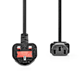 Pikkukuva 2 / 3: Sähköjohto | UK uros | IEC-320-C13 | Kulma | Suora | Niklattu | 2.00 m | Pyöreä | PVC | Musta | Label